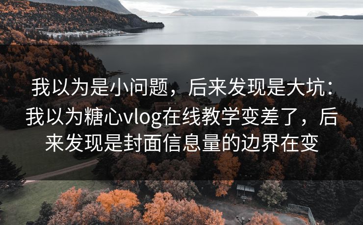 我以为是小问题，后来发现是大坑：我以为糖心vlog在线教学变差了，后来发现是封面信息量的边界在变